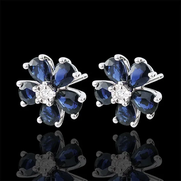 Boucles d'oreilles Maria Flora - saphirs - or blanc 9 carats