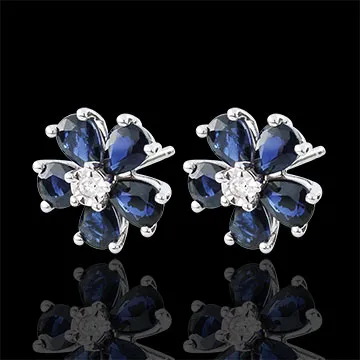 Boucles d'oreilles Maria Flora - saphirs - or blanc 9 carats