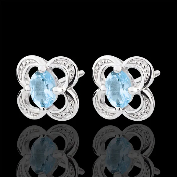 Boucles d'oreilles Mini Flora - topaze - or blanc 9 carats