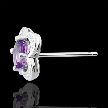 Boucles d'oreilles Mini Flora - améthyste - or blanc 9 carats