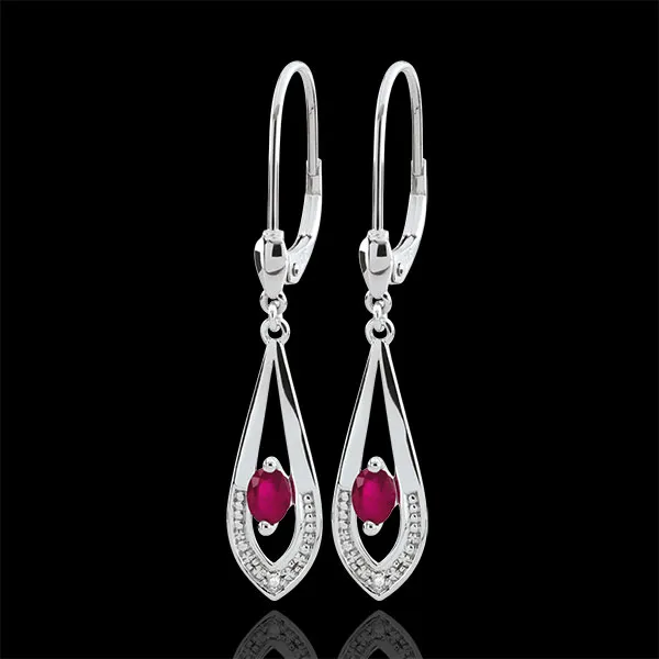 Boucles d'oreilles Britanie - rubis - or blanc 9 carats