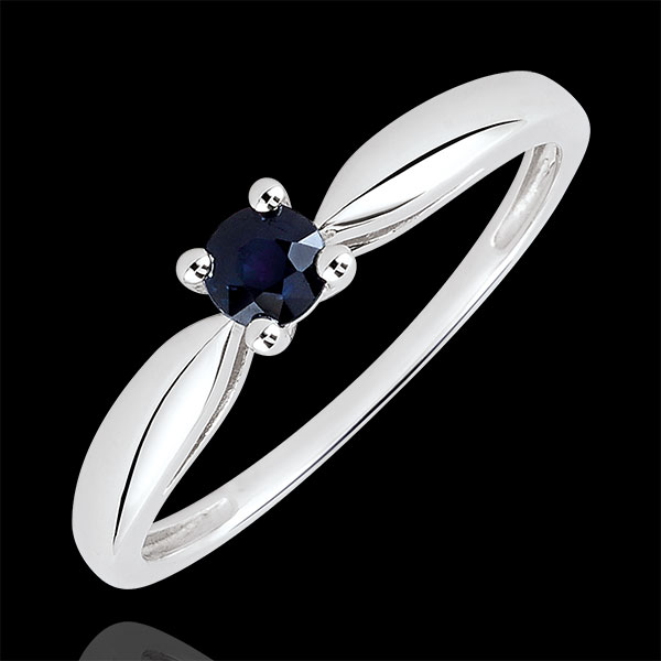 Bague de fiançailles Solitaire roseau - saphir 0.24 carat - or blanc 18 carats