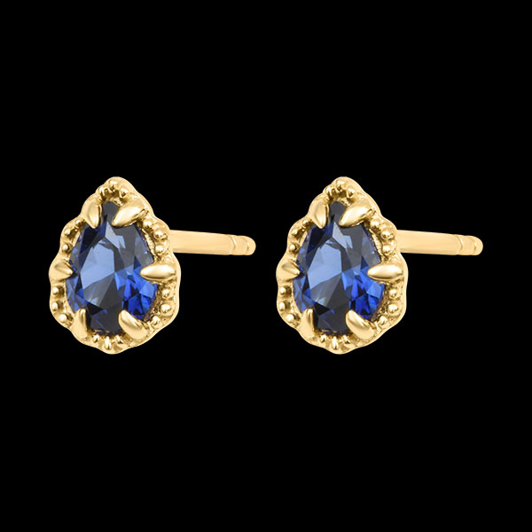 Boucles d’oreilles puces Céphira – Or jaune 9 carats et saphirs synthétiques