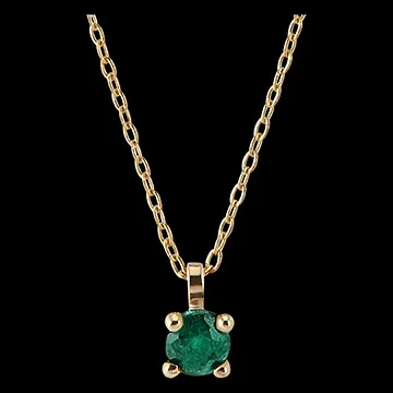 Collier Oiseau de Paradis - Solitaire émeraude - or jaune 9 carats