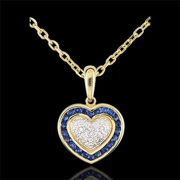 Pendentif Coeur Marquise - or blanc et or jaune 9 carats