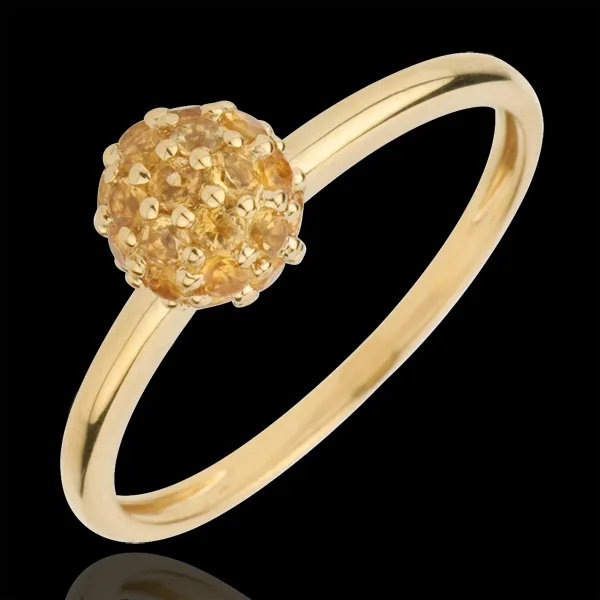 Bague Oiseau de Paradis - boule - or jaune 9 carats et citrine jaune