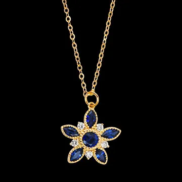 Collier Althéa – Or jaune 9 carats, saphirs et diamants synthétiques