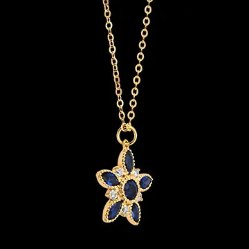 Collier Althéa – Or jaune 9 carats, saphirs et diamants synthétiques