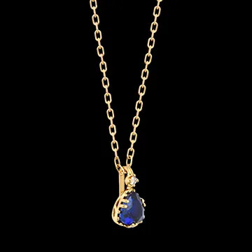 Collier Zéphyria – Or jaune 9 carats, saphir et diamant synthétiques