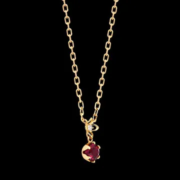 Rubelya Necklace – 9 Carat Yellow Gold, Synthetic Ruby and Diamond