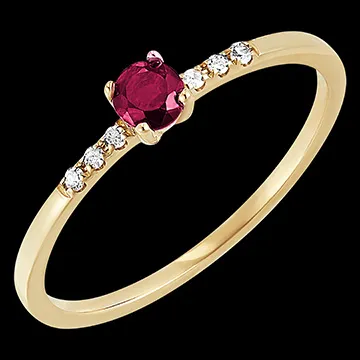 Bague Oiseau de Paradis - Solitaire rubis - or jaune 9 carats
