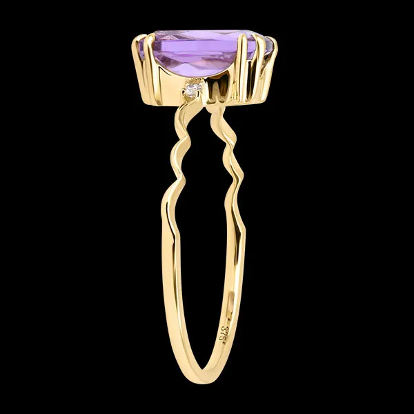 Bague Vespera – Or jaune 9 carats, améthyste et diamants synthétiques
