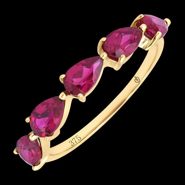 Bague Alura – Or jaune 9 carats et rubis synthétiques