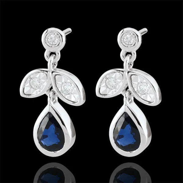 Boucles d'oreilles Hesmé - saphirs et diamants - or blanc 9 carats