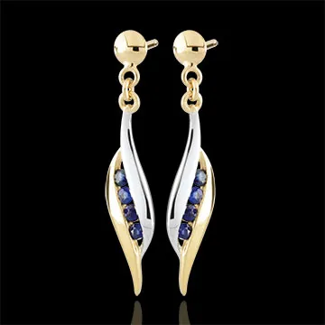 Boucles d'oreilles Daniella - saphirs - or blanc et or jaune 9 carats