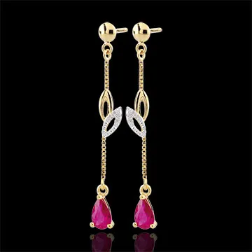 Boucles d'oreilles Evina - or blanc et or jaune 9 carats et rubis