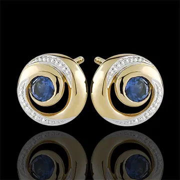 Boucles d'oreilles Tourbillon infini - saphirs - or blanc et or jaune 9 carats