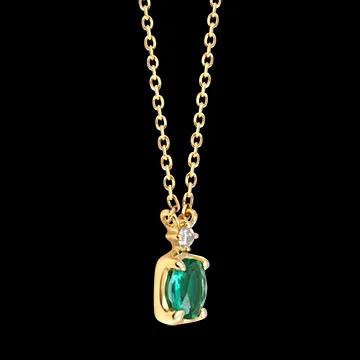 Calypso Necklace – 9ct Yellow Gold with Lab-Created Diamond and Lab-Created Emerald