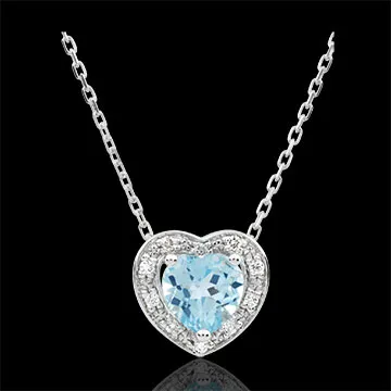 Collier Coeur Enchantement - topaze bleue - or blanc 18 carats