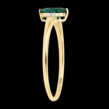Bague Nerea – Or jaune 9 carats, émeraude et diamants synthétiques
