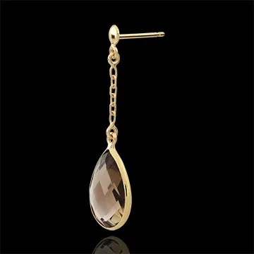 Boucles d'oreilles Narcisse - quartz fumé - or jaune 9 carats