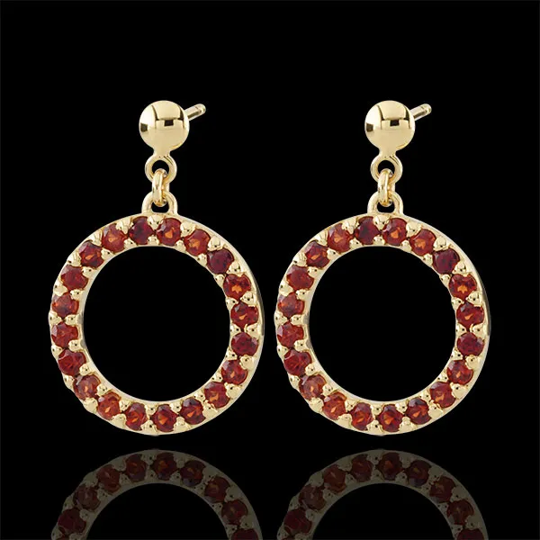 Boucles d'oreilles Roseline - grenats - or jaune 9 carats