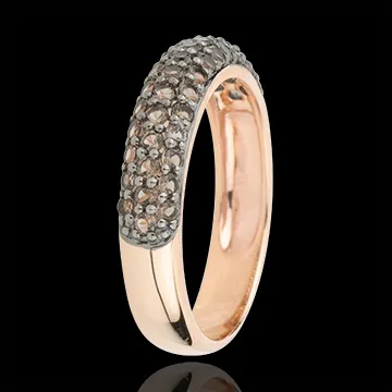 Ring Bird of Paradise - three lines - rose gold and smoky quartz