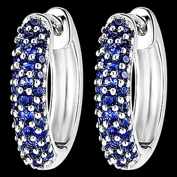 Boucles d'Oreilles Oiseau de Paradis - Créoles saphirs - or blanc 18 carats