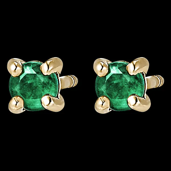 Boucles d'oreilles Oiseau de Paradis - Solitaires émeraude - or jaune 18 carats