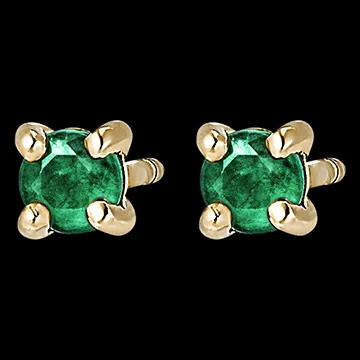 Bird of Paradise earrings - Emerald solitaires - 9 carat yellow gold