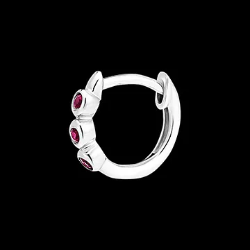 Hoop Earrings Bird of Paradise - Trio Ruby - 9 carat white gold and rubies