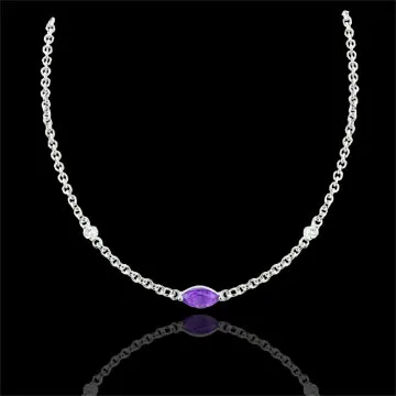 Collier Regard d'Orient - améthyste et diamants - or blanc 9 carats