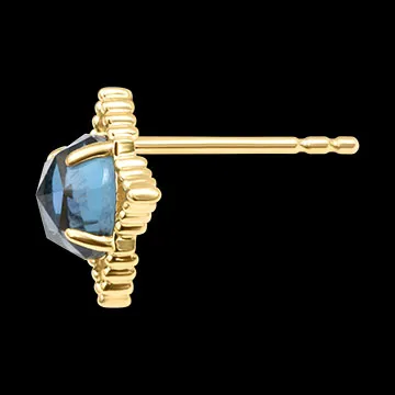 Boucles d’oreilles puces Thaléa – Or jaune 9 carats et topazes bleues