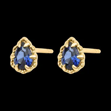 Boucles d’oreilles puces Céphira – Or jaune 9 carats et saphirs synthétiques