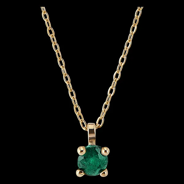 Collier Oiseau de Paradis - Solitaire émeraude - or jaune 18 carats