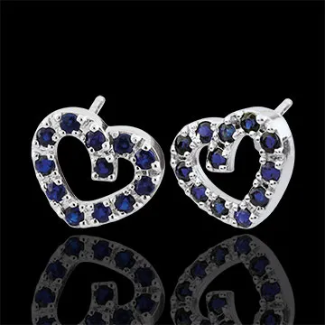 Boucles d'oreilles Coeur en fête - Saphirs - or blanc 9 carats
