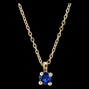Collier Oiseau de Paradis - Solitaire saphir - or jaune 9 carats