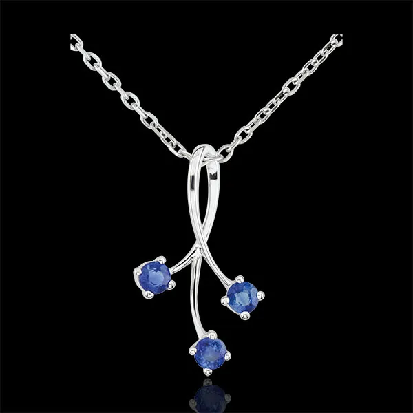 White Gold Heart-shaped Sparkles Pendant with Sapphires