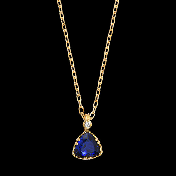 Zéphyria Necklace – 9ct Yellow Gold, Synthetic Sapphire and Diamond
