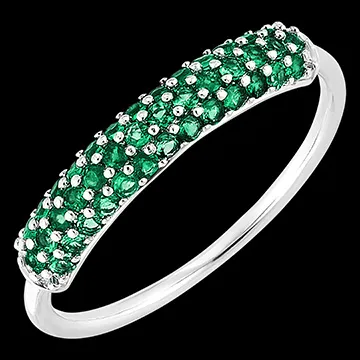 Bird of Paradise ring - emeralds - 18 carat white gold