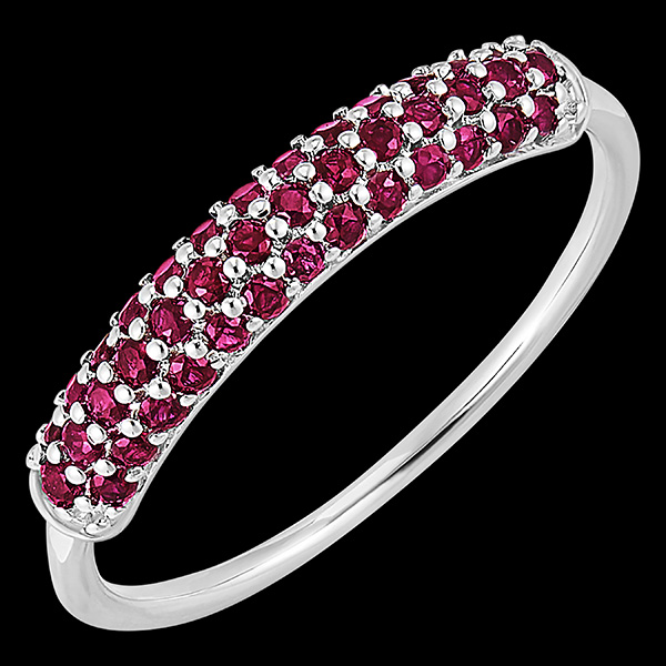 Bird of Paradise - ruby - 18 carat white gold ring