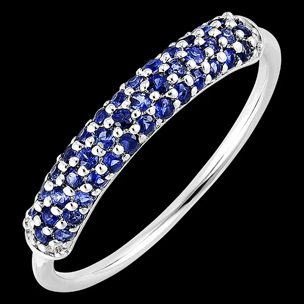 Bird of Paradise ring - sapphires - 9 carat white gold