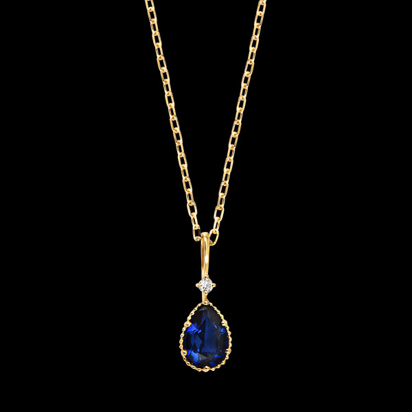 Azuréna Necklace – 9K Yellow Gold, Lab-Created Sapphire and Diamond