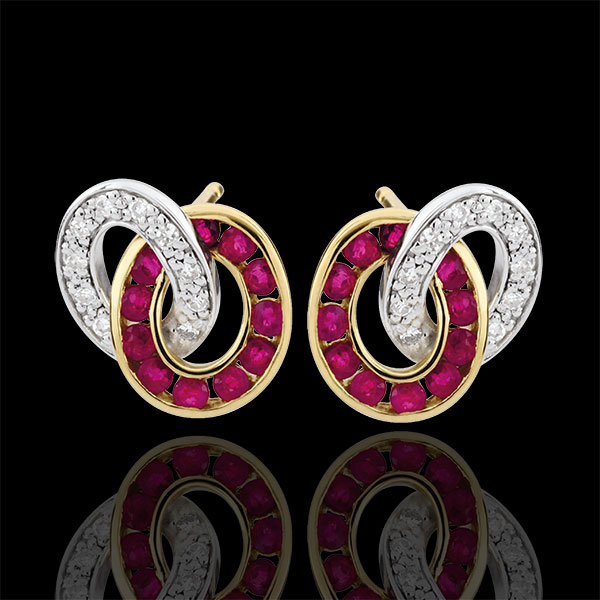 Duorama Diamond and Ruby Earrings
