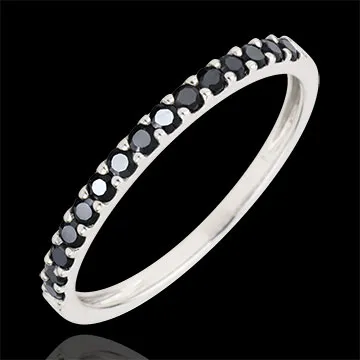 Ring Bird of Paradise - one line - white gold and black diamonds