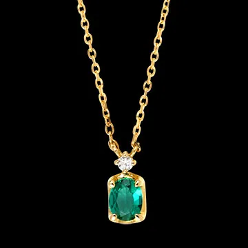 Calypso Necklace – 9ct Yellow Gold with Lab-Created Diamond and Lab-Created Emerald