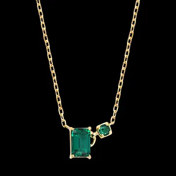 Liora Necklace – 9K Yellow Gold, Synthetic Emeralds