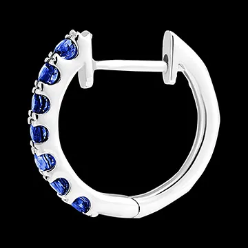 Hoop Earrings Bird of Paradise - semi-paved - 18 carat white gold and sapphires