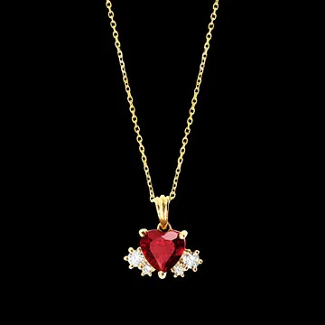 Carmine Necklace – 9ct Yellow Gold with Diamonds and Synthetic Rubies