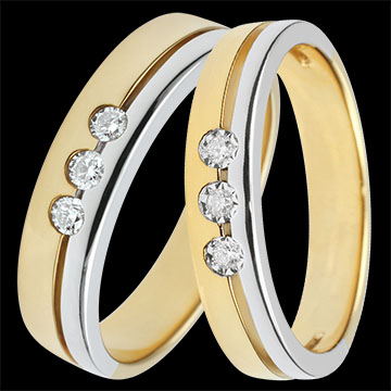 Olympia Duo-Trauringe – Gelbgold, Weißgold & Diamanten – 9-karätiges Gold (375/1000)